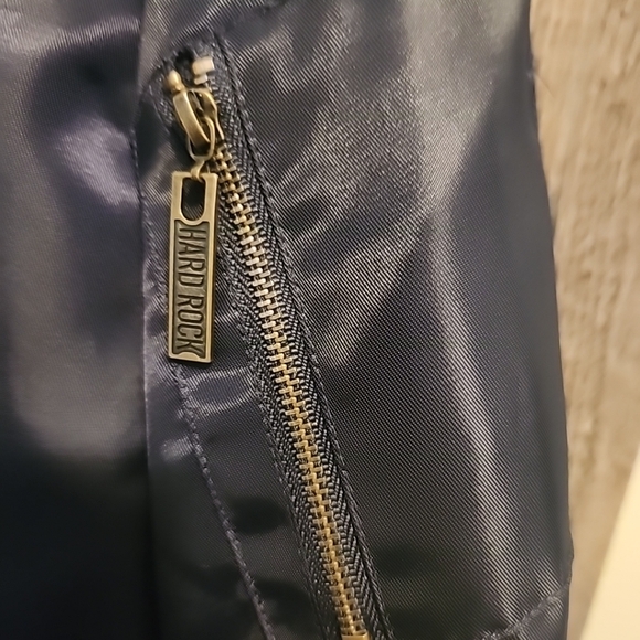 Hard Rock Hotel Riviera Maya Bomber Jacket Blue Zip Up Polyester Mens Small - Picture 7 of 12